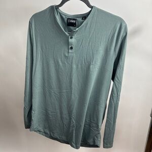 Cuts Clothing Green Long Sleeve Henley Tee Sz M